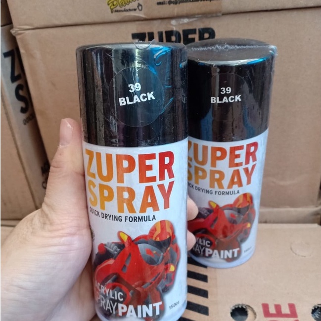 Zuper Spray Paint Pilok Pilox Warna Black Glossy / Hitam Kilap (P39) 150cc/150ml