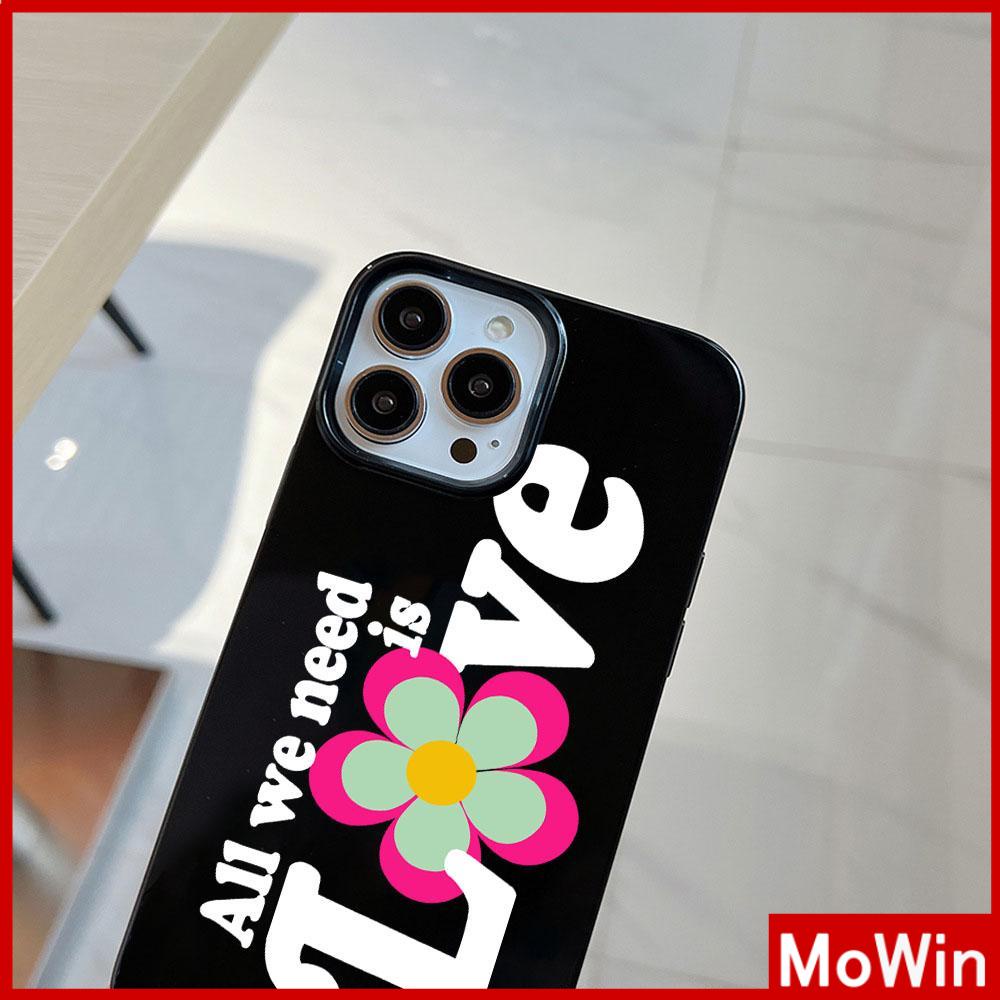 For iPhone 14 Pro Max iPhone Case Black Glossy TPU Soft Case Shockproof Protection Camera love flowers Compatible with iPhone 13 Pro max 12 Pro Max 11 xr xs max 7Plus 8Plus