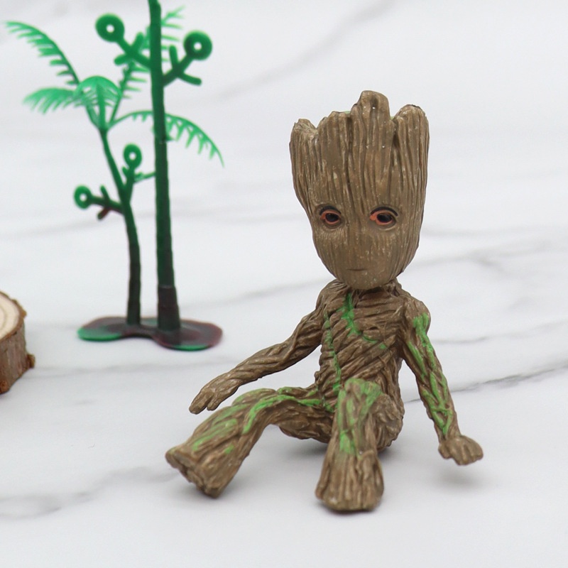 Patung MINI Avengers Groot 6CM Guardians of the Galaxy Treeman Anime Model Figura Dekorasi Mainan Anak Laki Laki Hadiah