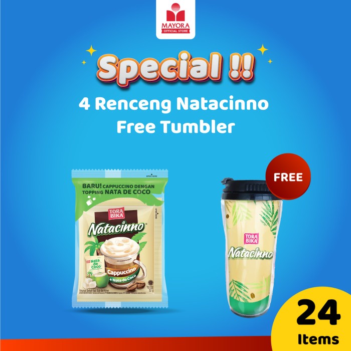 

[Bubuk Minuman Aneka Rasa] Paket 4 Renceng Kopi Natacinno Free Tumbler