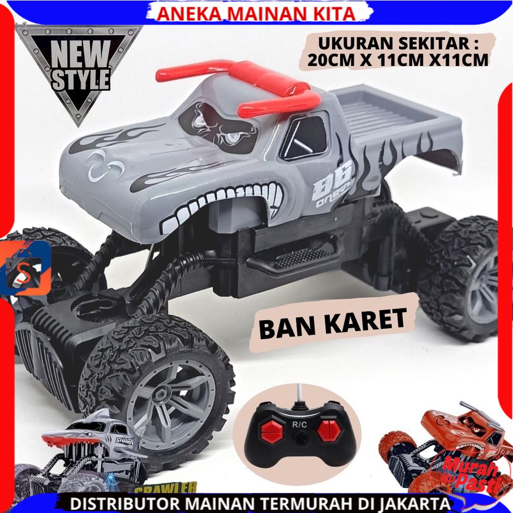 Mainan Anak Mobil RC Rock Crawler Shark Monster Remote Control Hiu