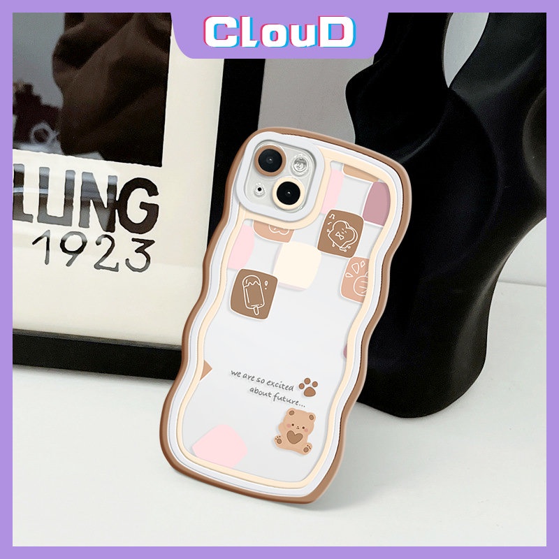 Infinix Hot 11s 20 10s 12i 10Lite 12 Pro 20s 11s NFC Hot 10T 9 8 11 10 Play Note 8 12Pro 12 G96 10Pro 12 2023 Smart5 4 6 Plus Couple Kartun Beruang Lucu Wavy Edge Soft Lattice Sarung