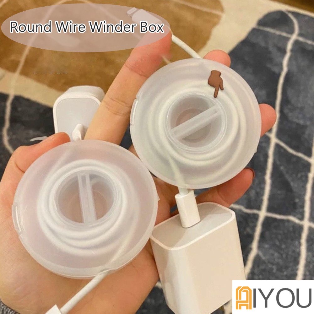 Charging Cable Storage Box Portable Circular Penyimpanan Kabel Winder Retractable Cable Management Gulungan Kabel USB Cocok