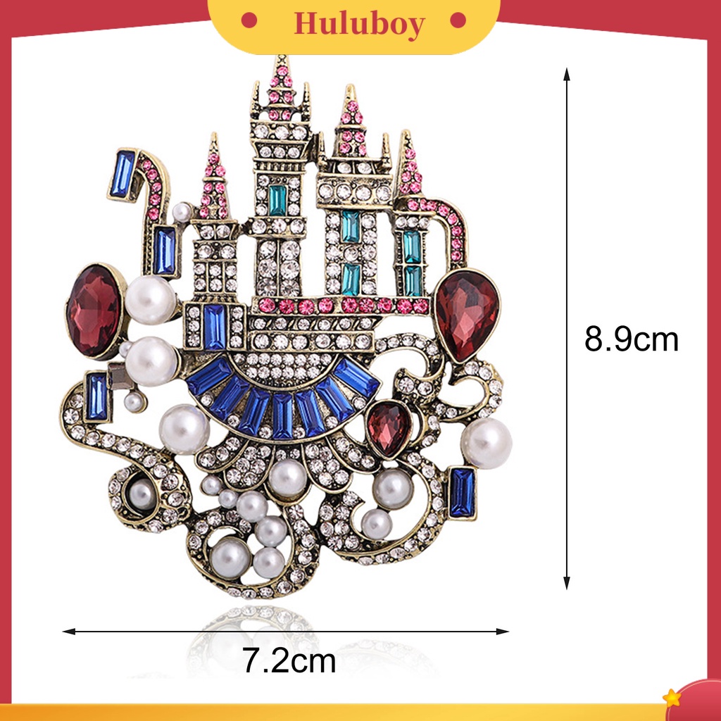 {Ready Stock} Bros Pin Bentuk Kastil Berlian Imitasi Berwarna Perempuan Lucu Berkilau Cerah Bros Pakaian Dekor