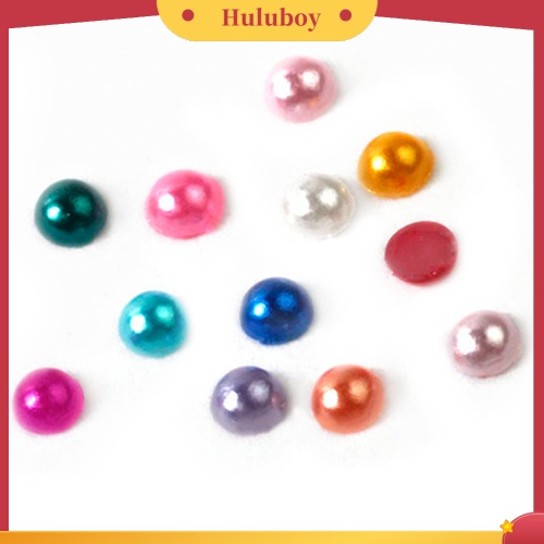 {In Stock} 500 Pcs Multi-Warna 3D Datar Kembali Setengah Bulat Mutiara Imitasi DIY Dekorasi Nail Art
