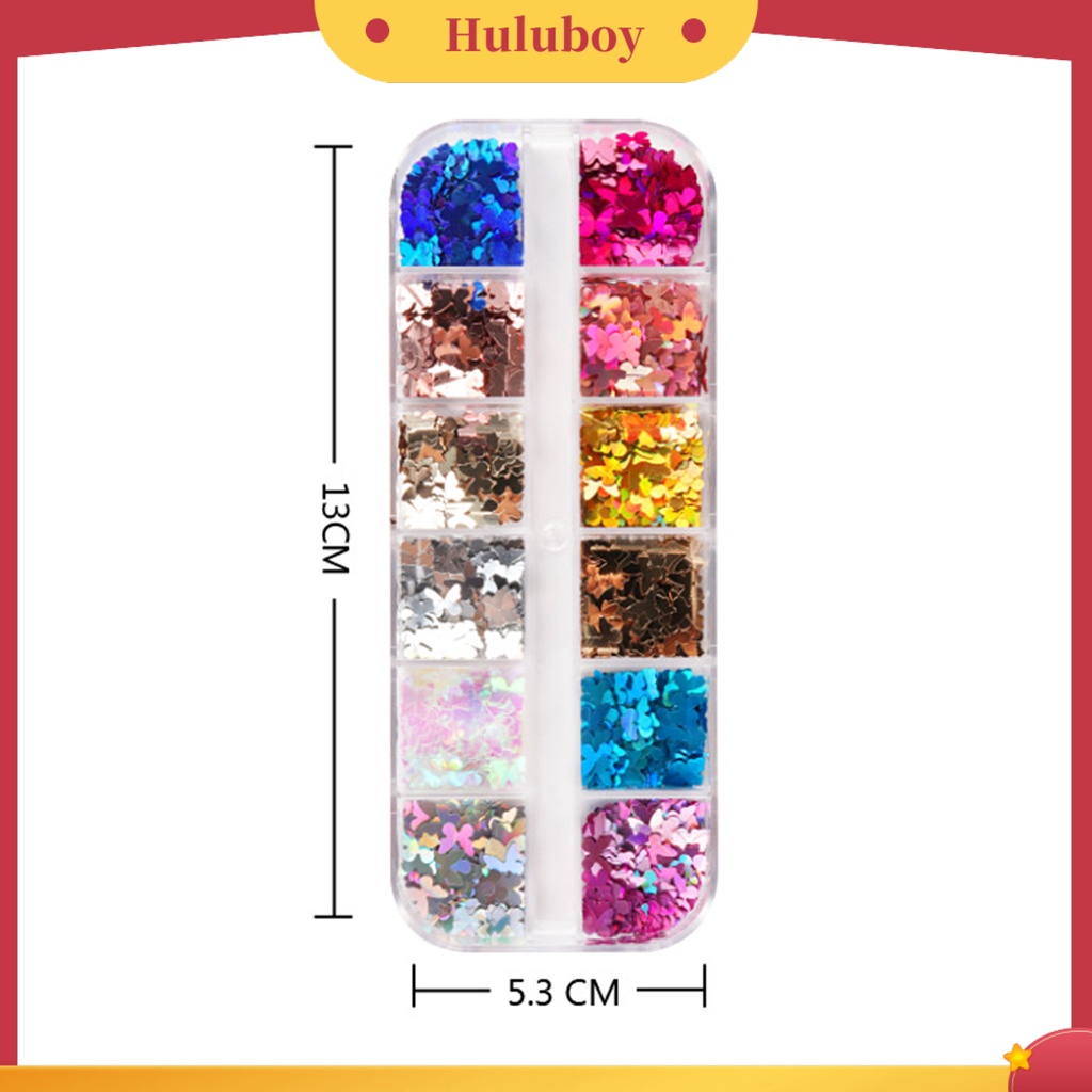 {In Stock} 12kisi/kotak Payet Kuku Indah DIY Sequin Nail Art Kupu-Kupu Ringan Untuk Musim Panas