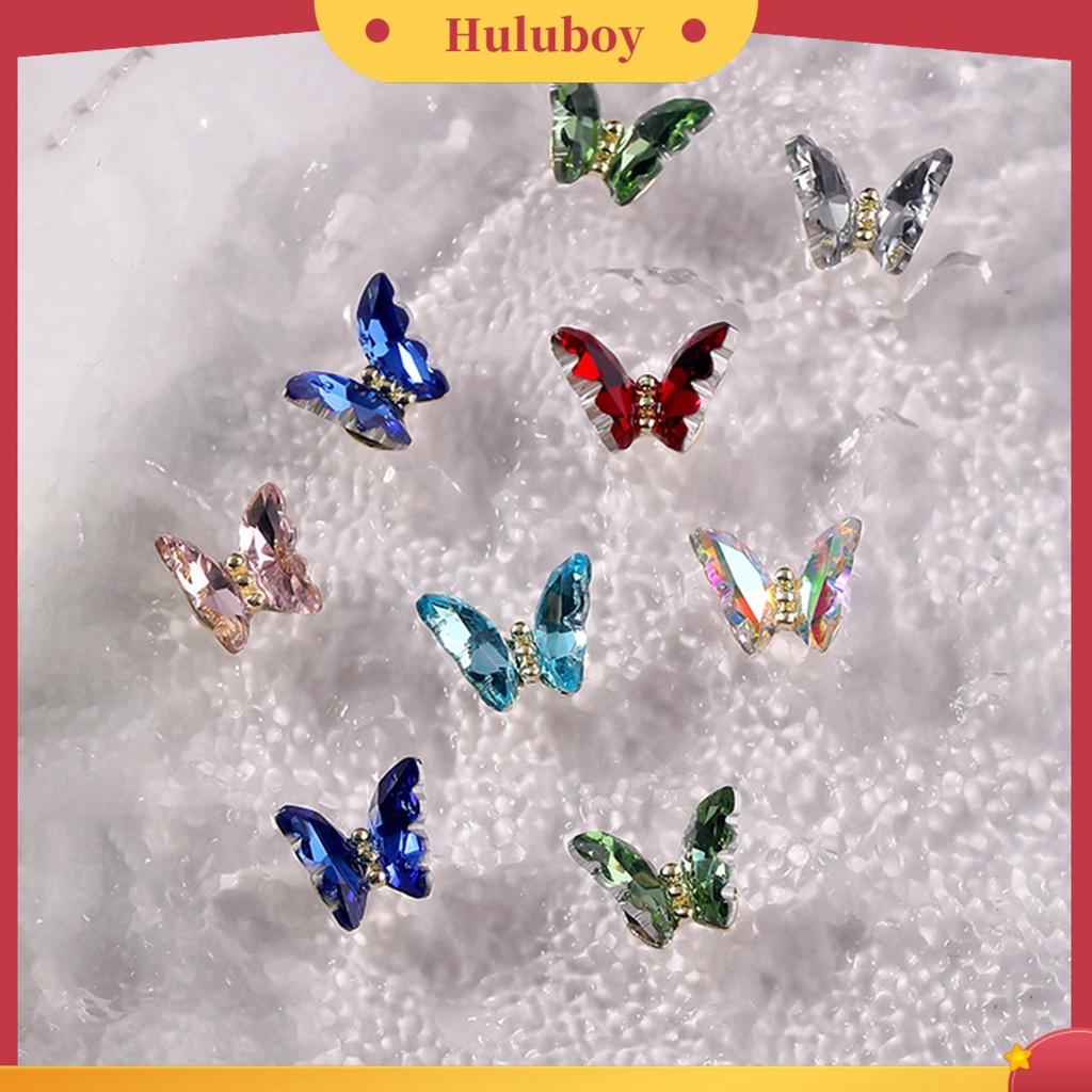 {In Stock} 10Pcs Nail Art Decor Bersinar Tiga Dimensi Gloss Tidak Luntur DIY Kristal Imitasi Manicure Craft Butterfly Nail Charm Nail Salon Supply