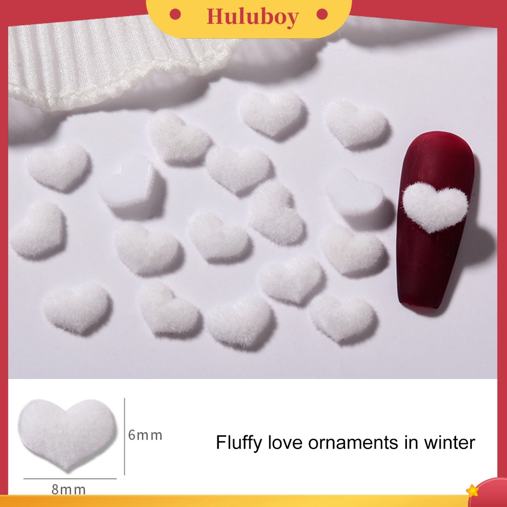 {In Stock} 20 Pcs Nail Art Dekorasi Mudah Tempel Berbulu Tiga Dimensi DIY Mini Hitam Merah Putih Musim Gugur Musim Dingin Manicure Mewah Jantung Perlengkapan Kuku