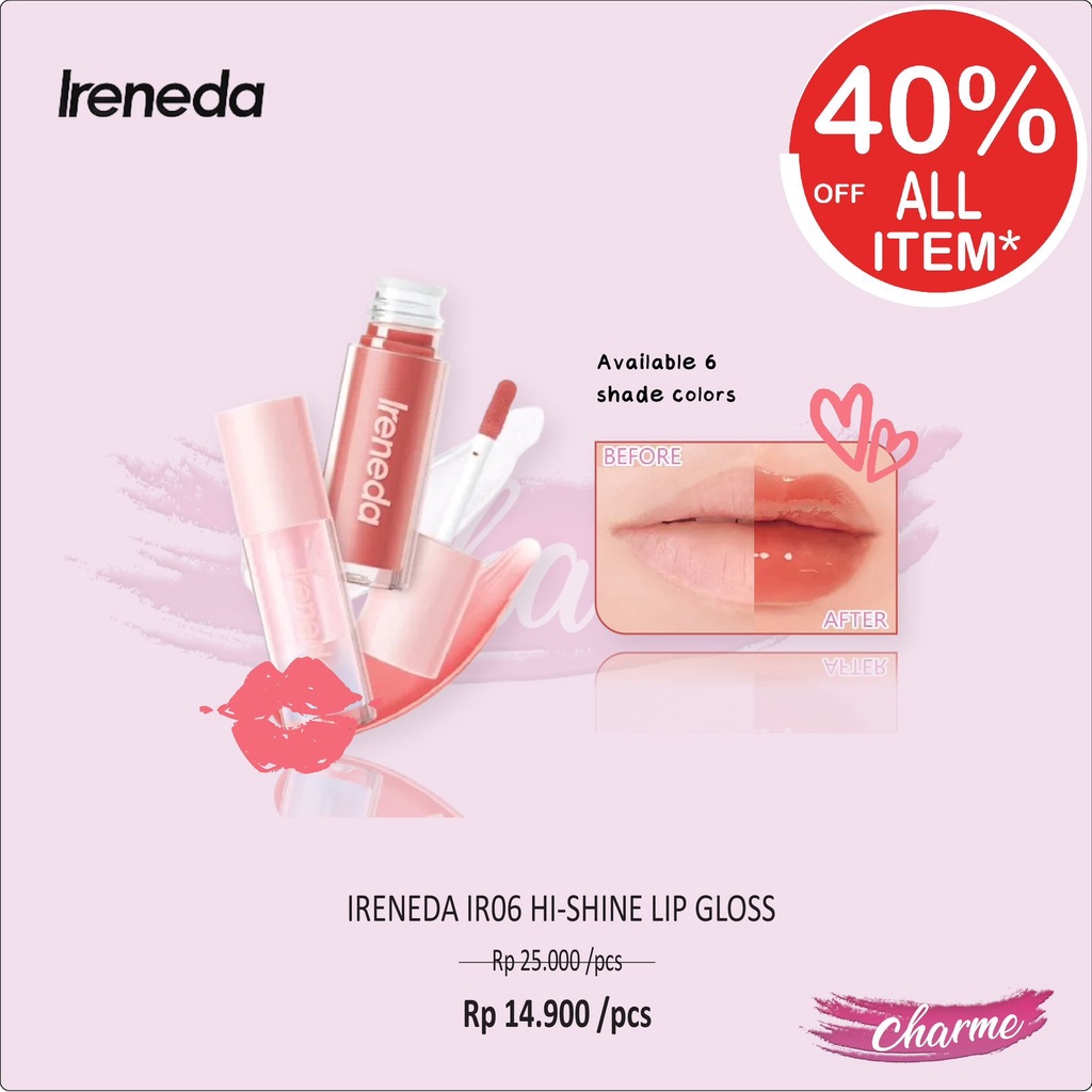 (READY &amp; ORI) IRENEDA Super Plump Hi-shine Lip Gloss - IR06