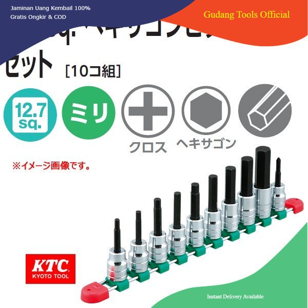 KUNCI SHOCK L SET KTC SQ 1/2 ISI 10 PC TBT410H