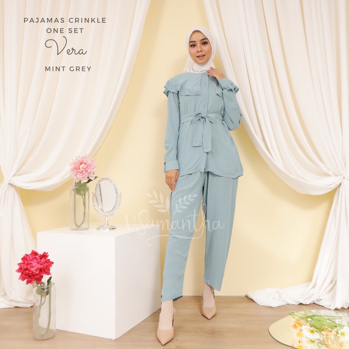 Baju Tidur Wanita Terbaru Set Pajamas Vera Busui Bahan Rayon Crinkle