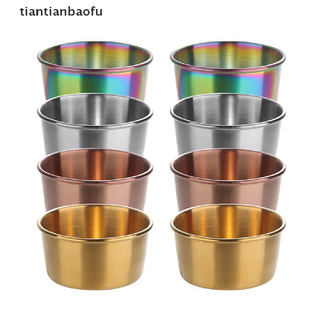 [tiantianbaofu] Piring Bumbu Stainless Steel Bulat Hot Pot Dipping Bowl Wadah Saus Makanan Butik