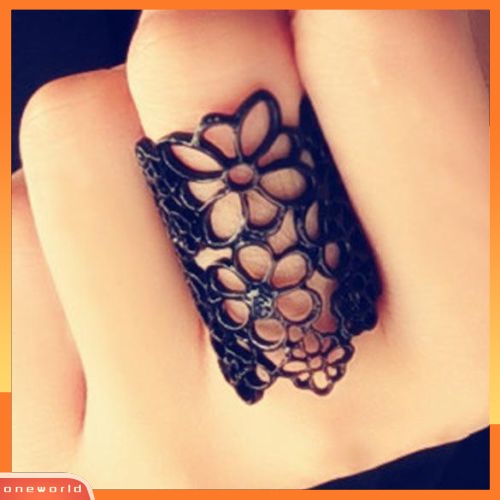 {oneworld} Fashion Perhiasan Wanita Berongga Bunga Paduan Pembukaan Yang Dapat Disesuaikan Pesta Prom Cincin