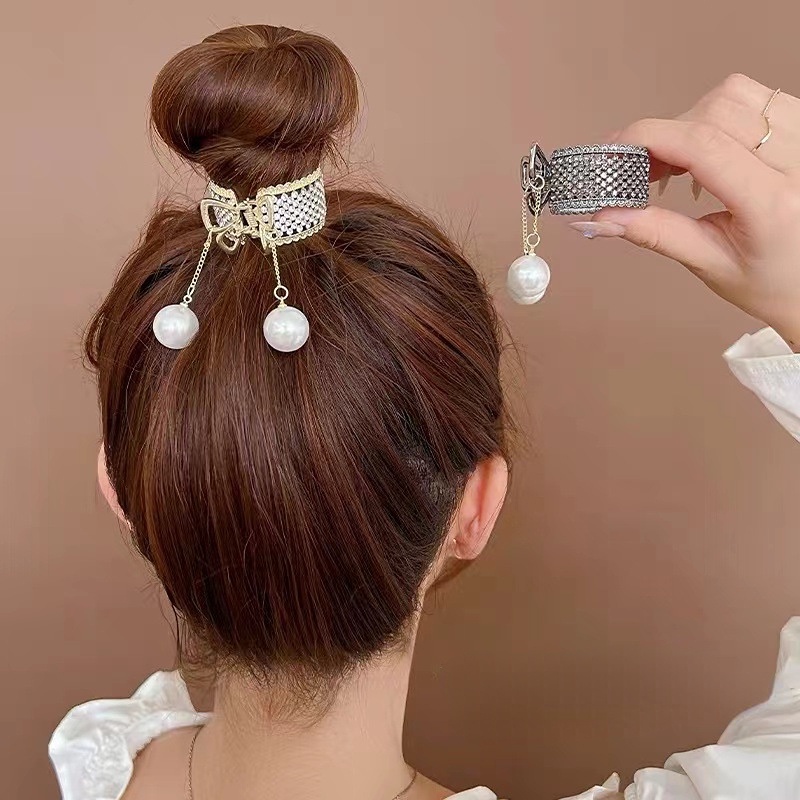 [Unggulan] Aksesoris Fashion Untuk Wanita Berlian Imitasi Tetap Rambut Pin Temperamen Berlian Klip Rambut Pin Kualitas Tinggi Tetap Rumbai Jepit Rambut Wanita Tinggi Ponytail Claw Clip