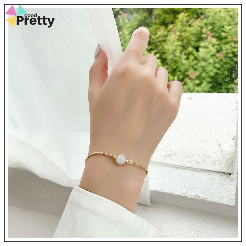 Gelang serut titanium mata kucing Korea gelang vintage kristal Prancis Aksesoris - PD