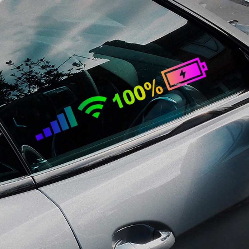 Tanda Sinyal Ponsel 5G Yang Dipersonalisasi Wifi Mobil Vinyl Decals/Stiker Reflektif Laser Warna-Warni Dekorasi Untuk Mobil, Motor