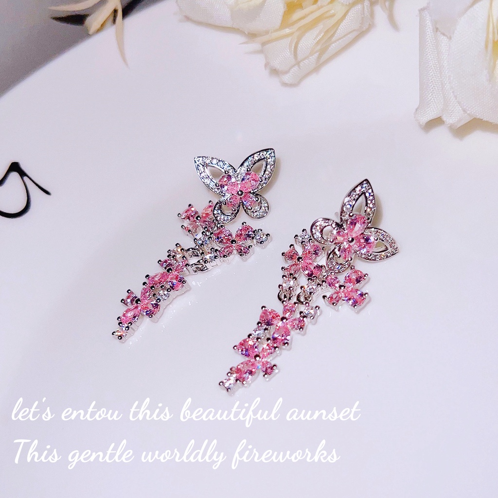 Goldkingdom Aksesoris Perhiasan Fashion Ready Stock Taman Kupu-Kupu Anting Pintar Gadis Cahaya Anting Kupu-Kupu Peri Super