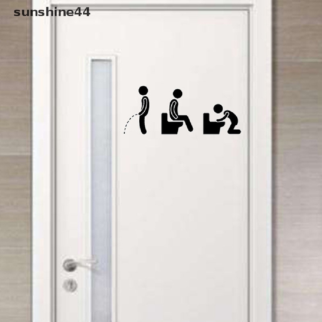 Sunshine Stiker Toilet Pria Lucu Stiker WC Removable Stiker Pintu Kamar Mandi Wall Sticker ID