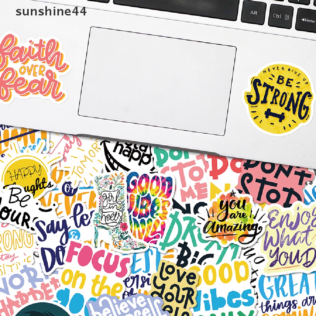 Sunshine 50pcs Stiker Inspirasi Ungkapan Motivasi Life Quotes Decals DIY Laptop Scrapbooking Stiker Hadiah ID