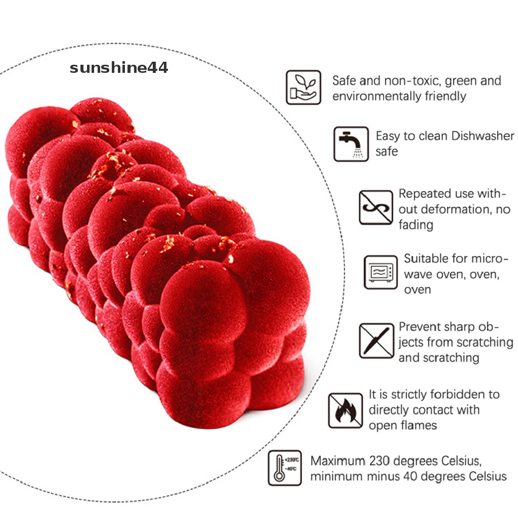 Sunshine Cetakan Kue Silikon Awan Gelembung Persegi Panjang DIY Baking Desserts Mousse Tool ID