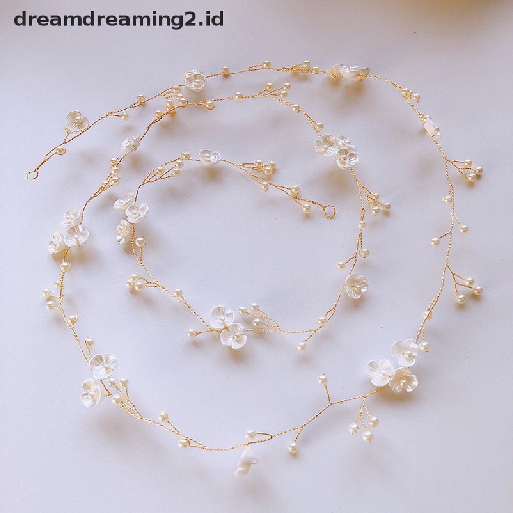 (hot) Bando Kristal Aksesoris Rambut Pernikahan Handmade Bunga Mutiara Untuk Pengantin Perempuan//