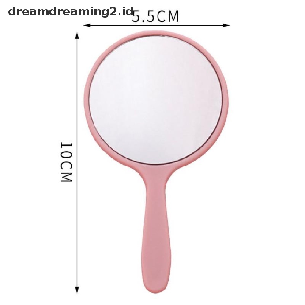 (hot) Cermin Rias Genggam Bulat Vanity Mirror Dengan Handle Hand Mirror Kosmetik//