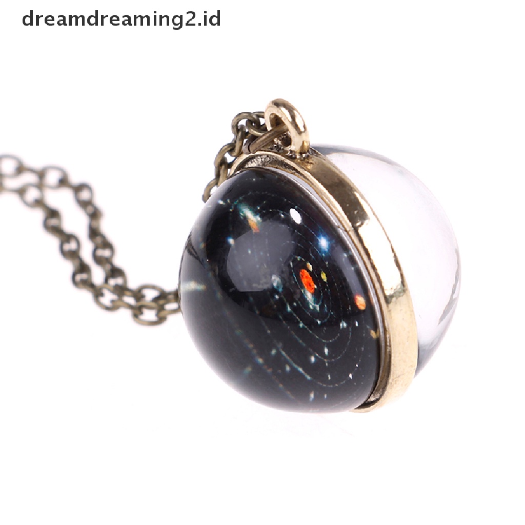 (hot) Kalung Tata Surya Liontin Galaxy Dua Sisi Pendant Universe Jewelry//