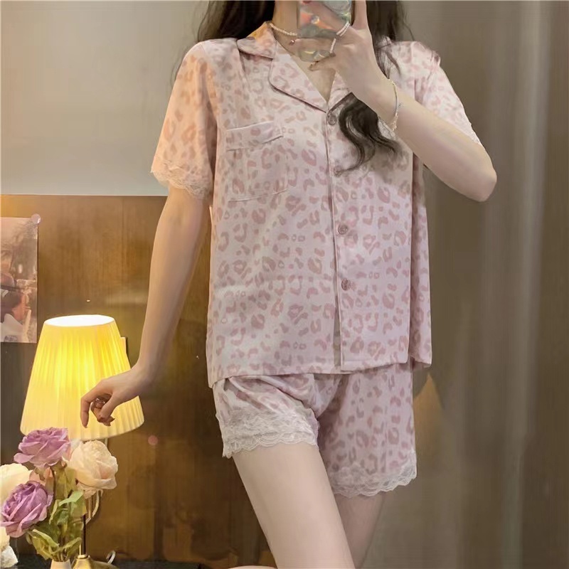 2023 Set Piyama Wanita Sutra Ice Baru/Set Pakaian Rumah Tipis Lengan