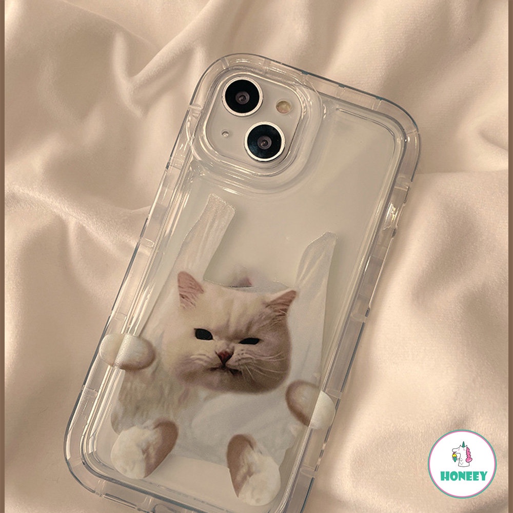 IPHONE Tas Plastik Lucu Transparan Mewah Penutup Ponsel Kucing Anjing Untuk Iphone14 11 12 13 Pro Max Shockproof Shell Untuk Iphone14 Case