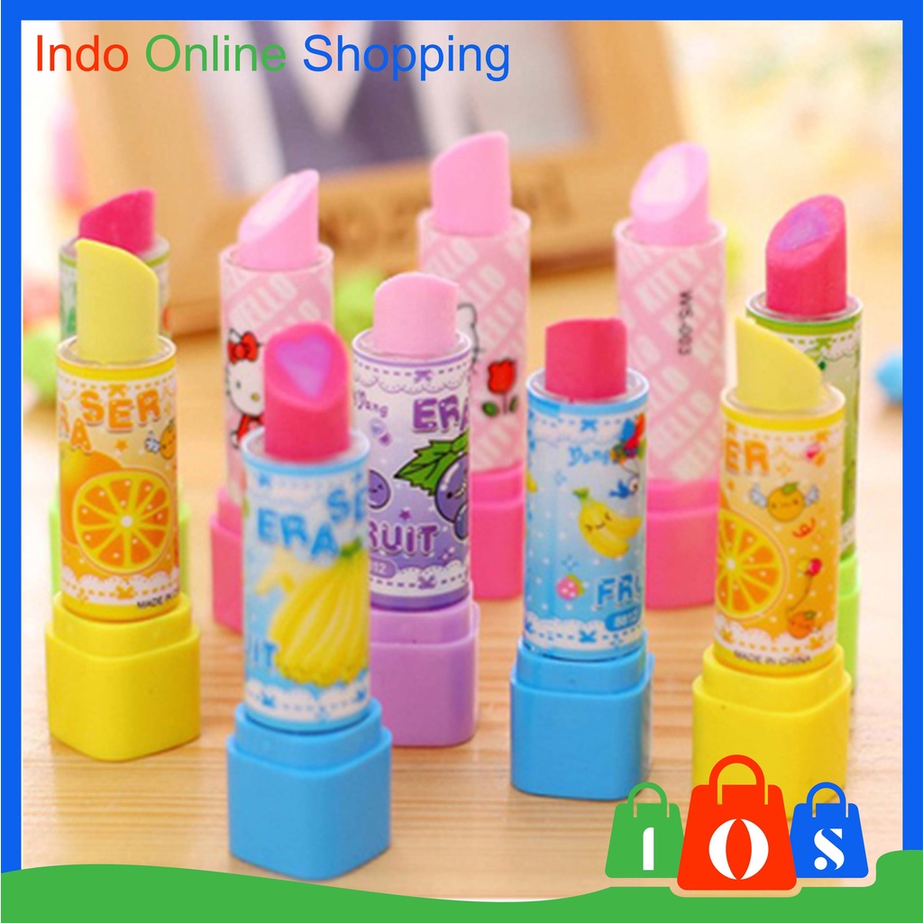 

IOS 482 Penghapus Pensil Bentuk Lipstik Import Karakter Kartun Warna Warni COD