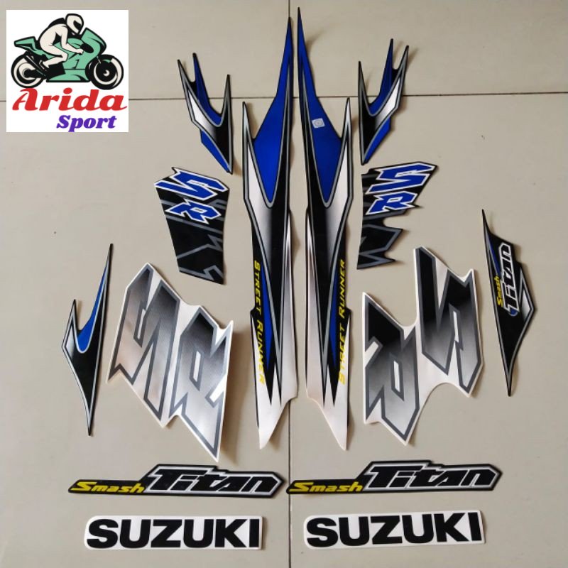 Striping sticker suzuki smash 110 Titan SR 2010 putih hitam / stiker motor smash