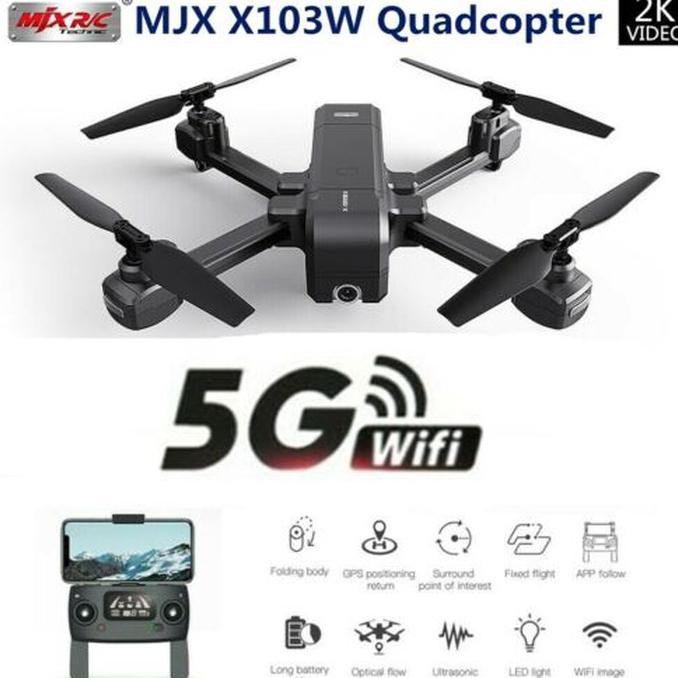 Rc Drone Mjx X103W Gps 2K Camera 5G Wifi Fpv Drone Foldable