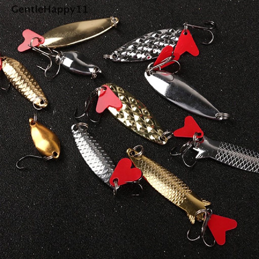 Gentlehappy 10 Pcs Memancing Logam Sendok Lure Kit Set Emas Perak Umpan Sequin Spinner Lures id