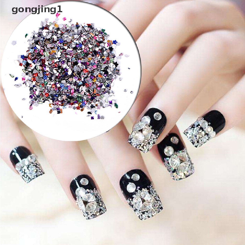 Ggg 2000pcs 3D Mix Acrylic Nail Art Tips Kuku Berlian Imitasi Wanita DIY Manicure Tools ID