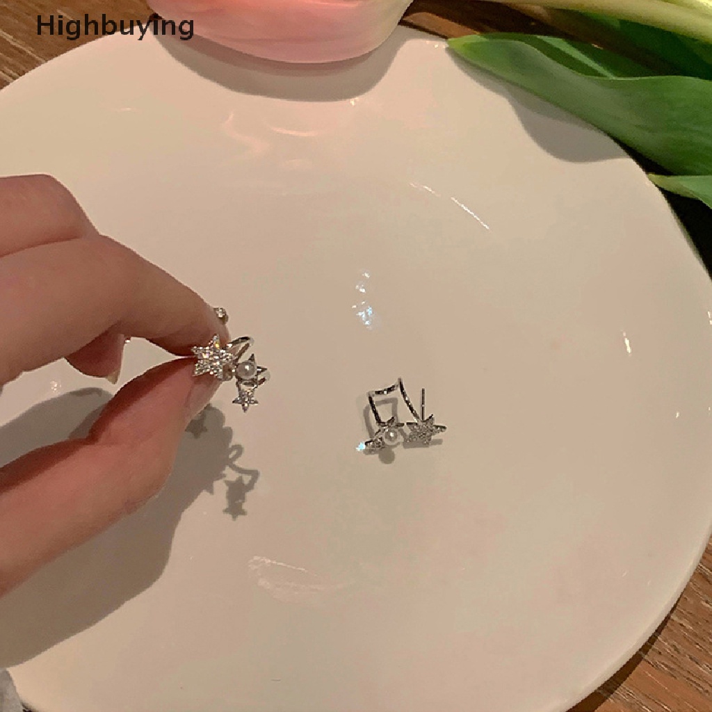 Hbid Manis Keren Y2k Aksesoris Lucu Bintang Pentagram Stud Anting Berlian Imitasi Mengkilap Lucky Star Earings Untuk Wanita Korea Perhiasan Glory