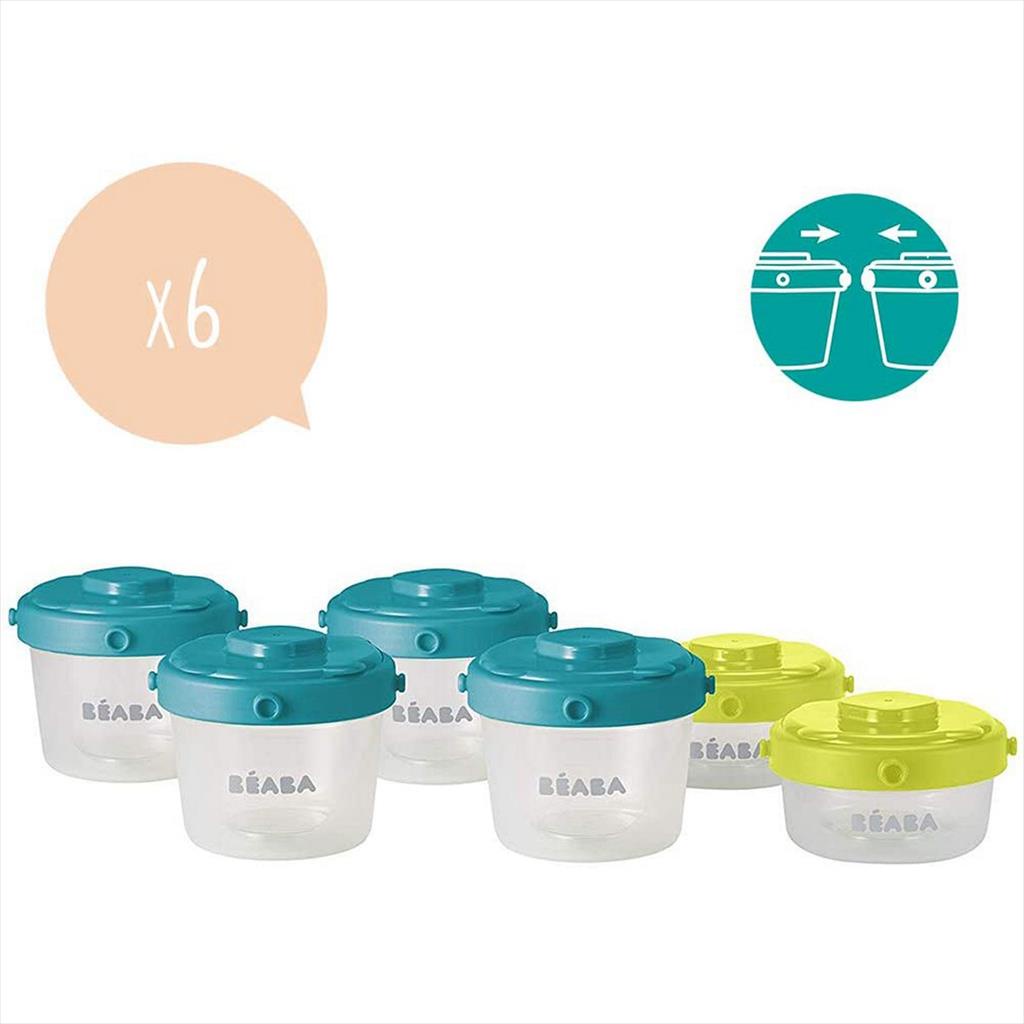 BEABA Set 6 Portions Clip 121158 60 ml n 120 ml Blue Green