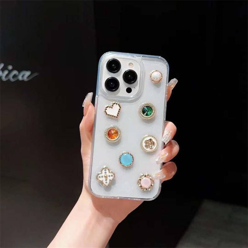 Retro 3D Metal Flower Epoxy Clear Phone CaseFor Iphone14 13 12 11 Pro MAX Plus Mini Klasik Glitter Lembut Penutup Belakang Untuk iPhone X XS MAX XR 7 8 Plus SE 2022 2020