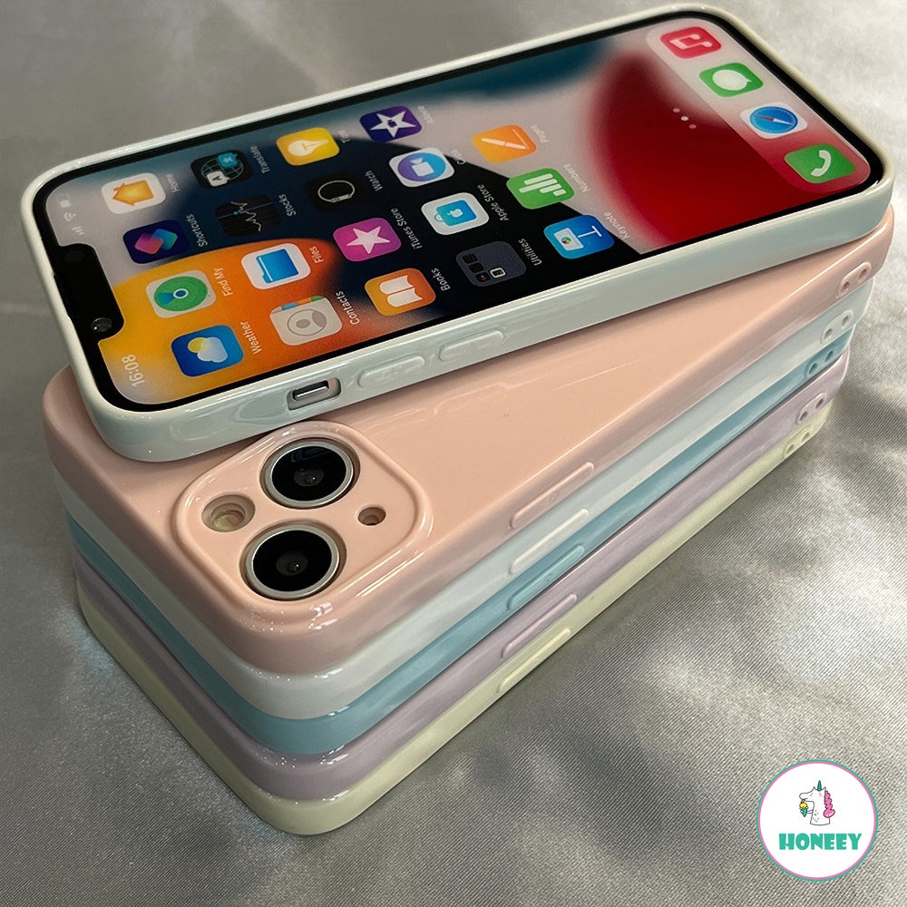 Untuk iPhone 14 Pro Max 13 14 12 11 Pro Max Mewah Lembut Warna Permen Shockproof Bumper Silikon Pelindung Glossy Penutup Belakang