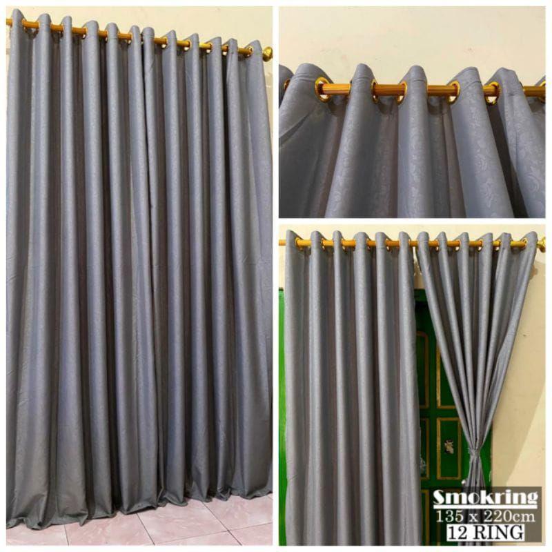 PROMO!!! Tirai Pintu Gorden Jendela Polos Embos Ring Smokering 12 Lubang Ring