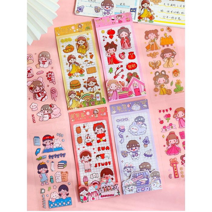 

[LOGU] Stiker semi transparan PET set, Accessoris Sticker,Stiker hiasan diary