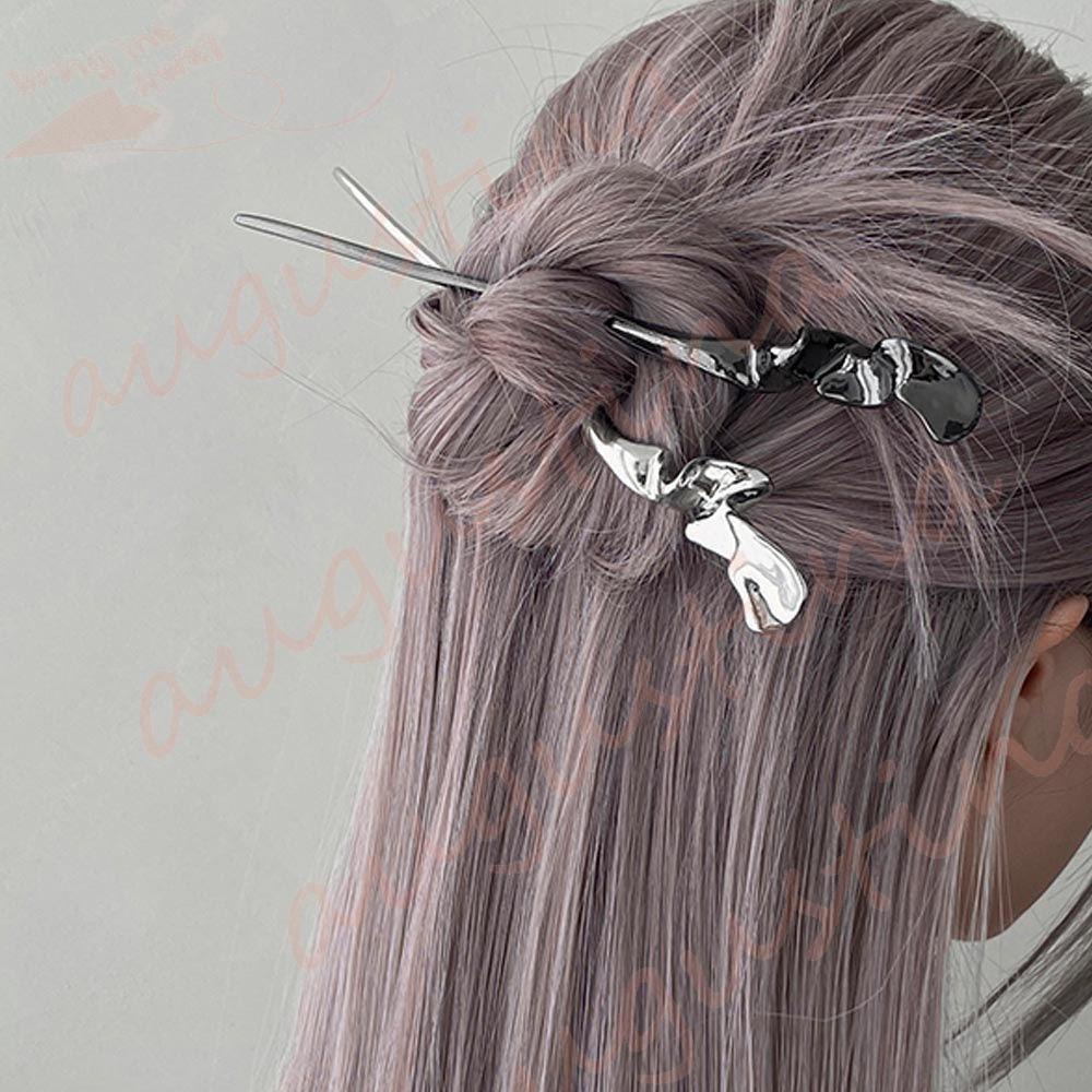 Agustina Wanita Rambut Stik Hiasan Kepala Elegan Untuk Perempuan Geometris Temperamen Logam Garpu Rambut Cina