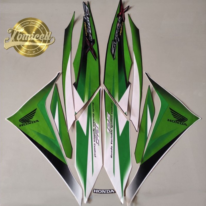 striping honda supra x 125 r helm in 2010 2011 hijau putih list body