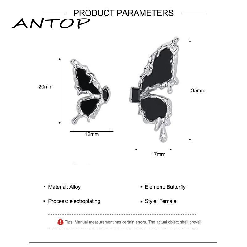 [antop] Anting Kupu-Kupu Asimetris Desain Wanita Rasa Kepribadian Earrings S925 Perak Manis Keren