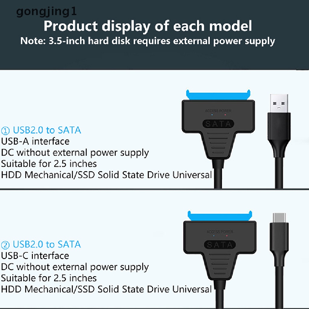 Ggg SATA Ke USB 3.0 2.0/adaptor Type-C Untuk HDD Eksternal 2.5/3.5 Inch SDD Hardisk Disk Konektor Eksternal Drive Line Converter ID