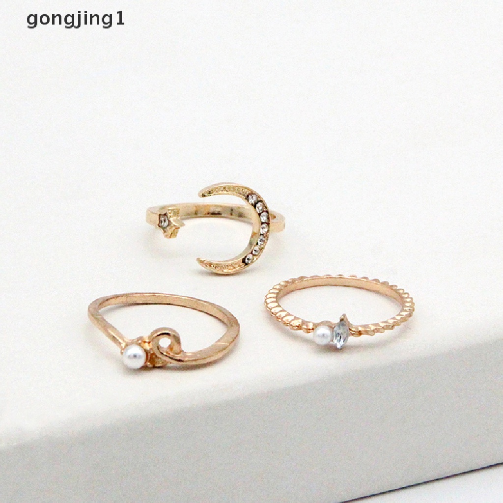 Ggg 10Pcs/set Cincin Bulan Bintang Wanita Gadis Bohemian set Perhiasan Hadiah Aksesoris ID