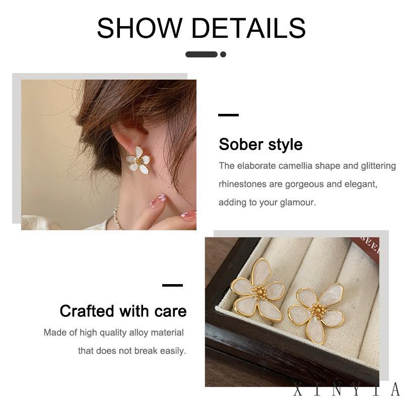 【Bayar di tempat】Anting Bunga Camelia Wanita Serbaguna Kecil Segar Rasa Canggih Anting Fashion Sederhana