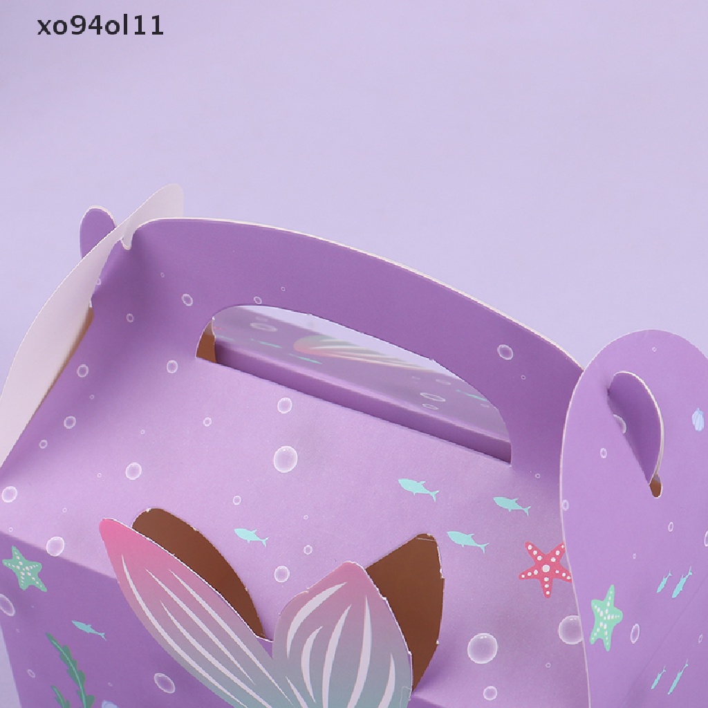 Xo 6Pcs Mermaid Candy Box Underwater World Favor Gift Box Kotak Kemasan Kue OL