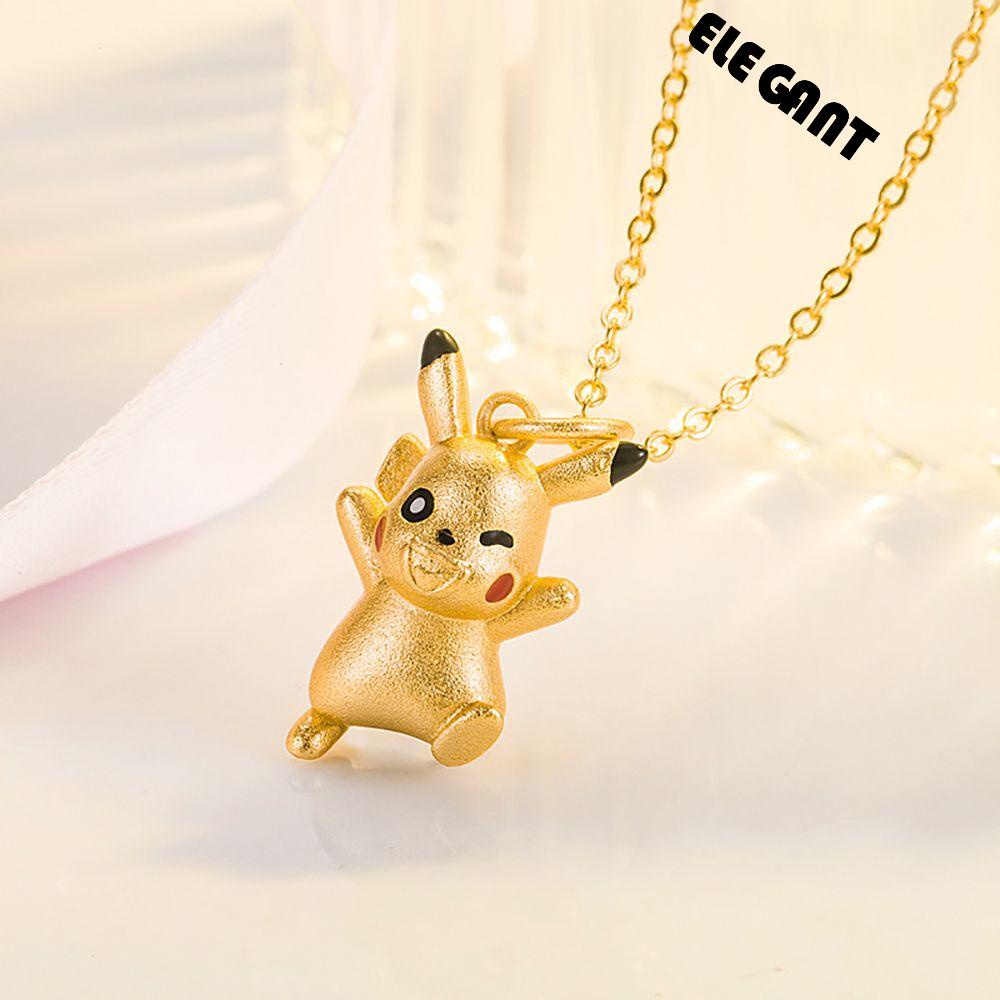 [Elegan] Kalung Kartun Trendi Hadiah Sederhana Pikachu Rantai Klavikula Keberuntungan Cincin Jari Perempuan