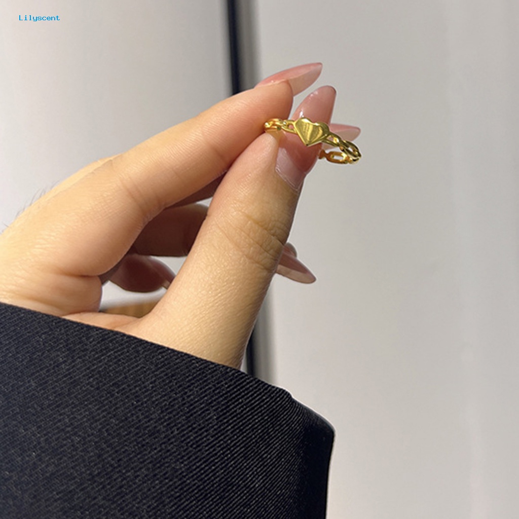 Lilyscent Dipoles Gadis Cincin Perhiasan Aksesoris Cinta Kecil Hati Jari Cincin Elegan