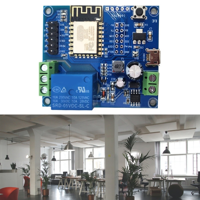 Modul Relay Rangkaian Tunggal btsg ESP8266WIFI Wifi Module Tombol Re-set 59x43mm